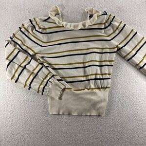 Who What Wear Striped Ruffle Neck Long Sleeve Knit Top Fall Winter Dressy Spring